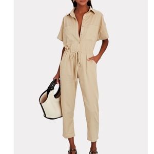 Enza Costa cotton jumpsuit in dark clay (light olive green) size 1 Small